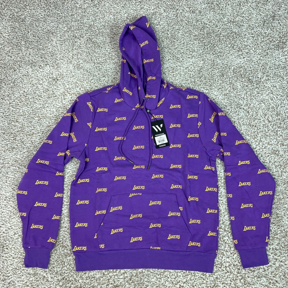 Los Angeles Lakers Hoodie Mens Medium Purple Wild Collective AOP Basketball NBA